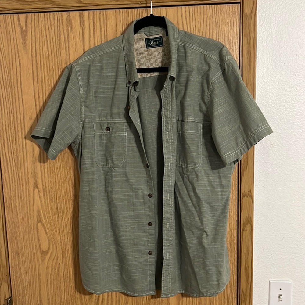Green button-downed shirt